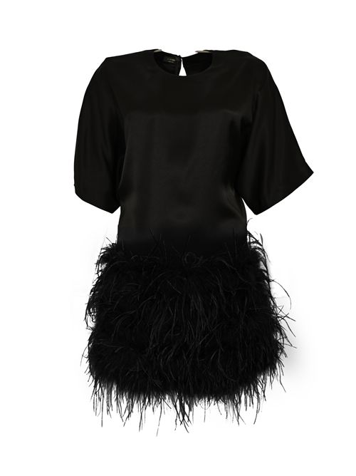 Abito Sapientino in raso lucido con piume PINKO | 105738 A2UUZ99